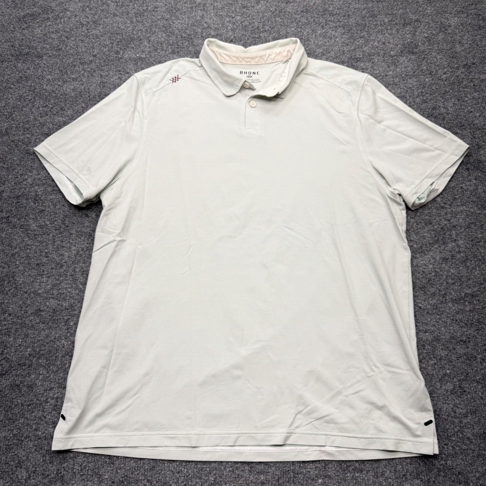 Rhone Delta Pique Polo Shirt Mens Large Light Green Short Sleeve Golf Activewear